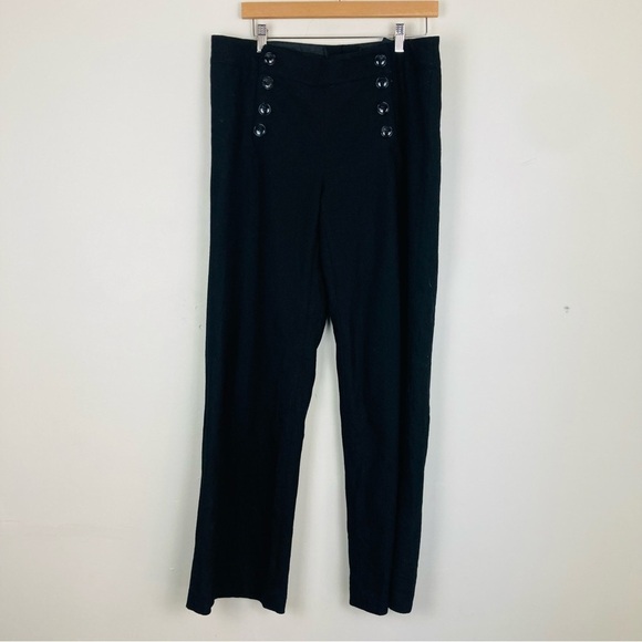 H&M wool blend wide leg button front sailor pants in black. Size 14 - Picture 1 of 5